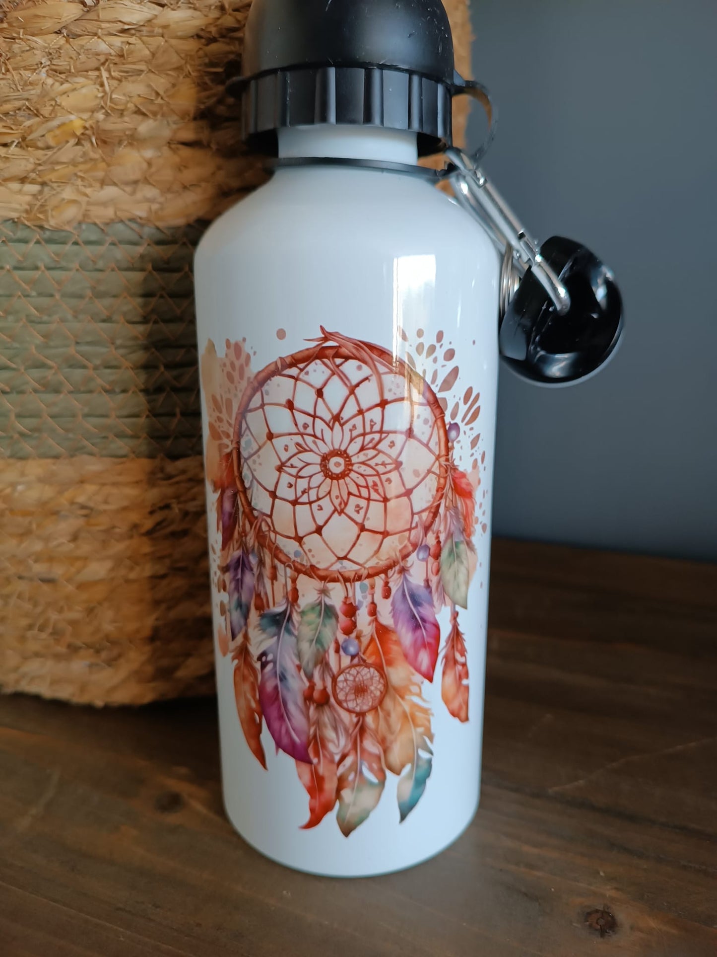 Gourde aluminium 400ml + 2 bouchons (à vis et double ouverture en dôme)