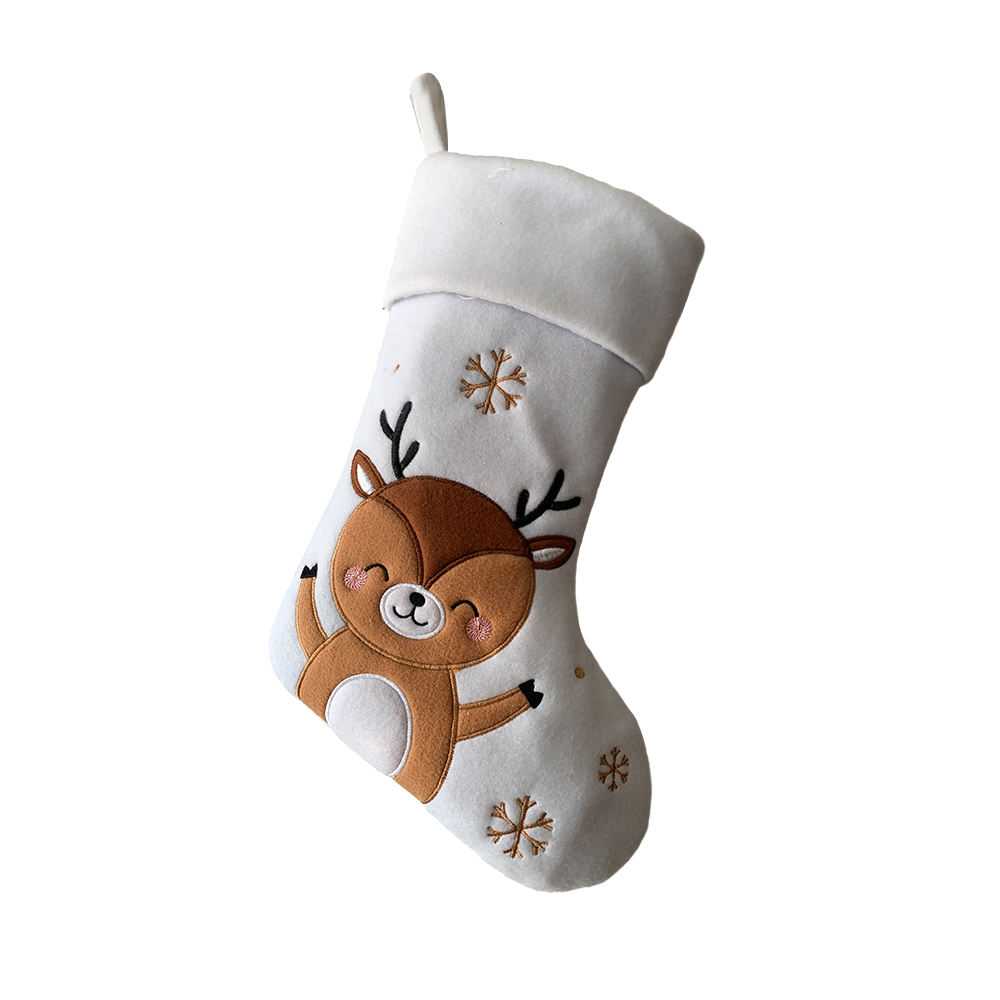 Chaussette Noël Blanche Renne