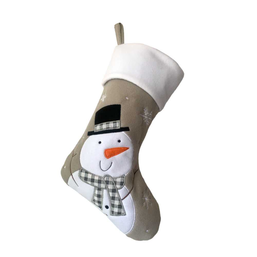 Chaussette Noël Grise Bonhomme neige