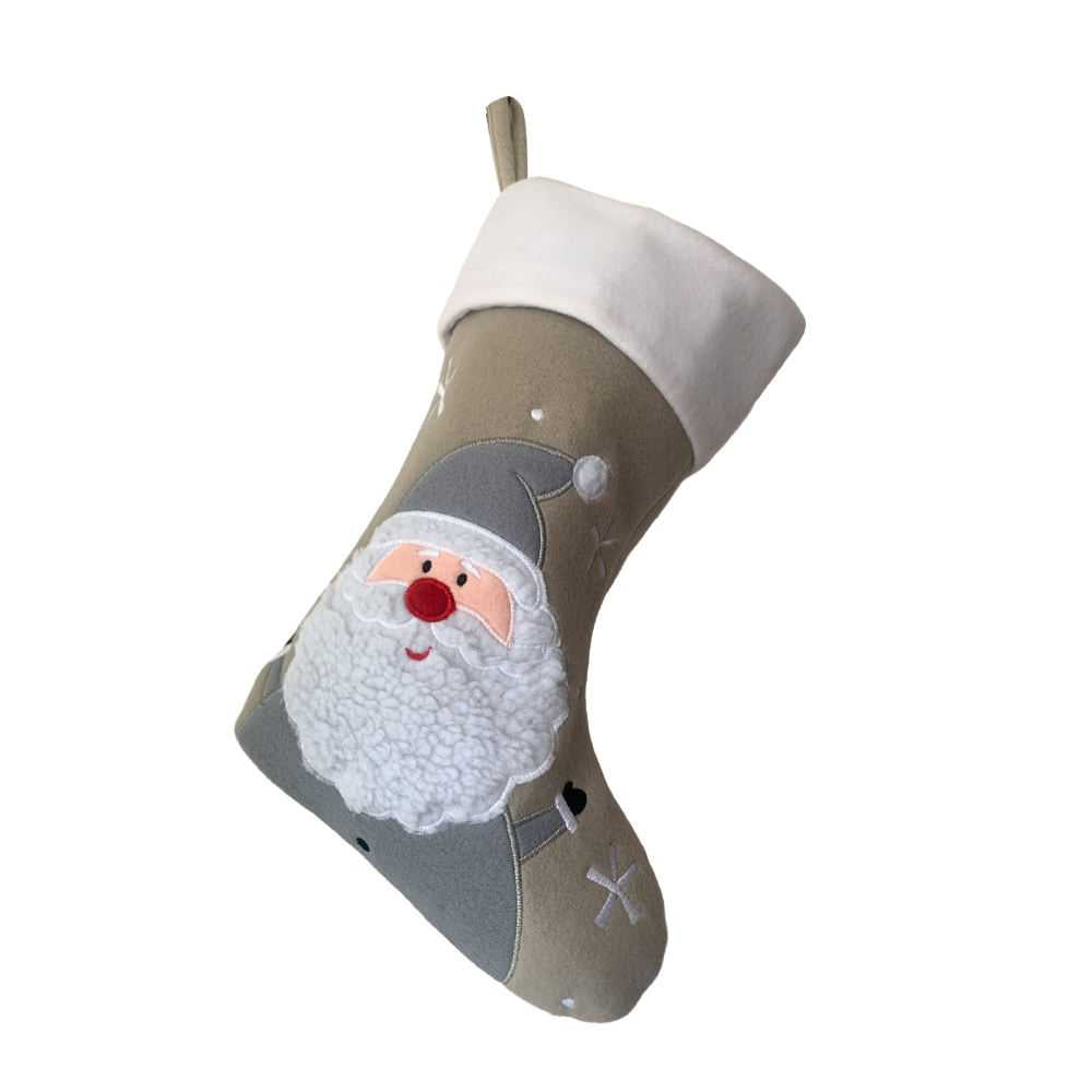 Chaussette Noël Grise Père Noël