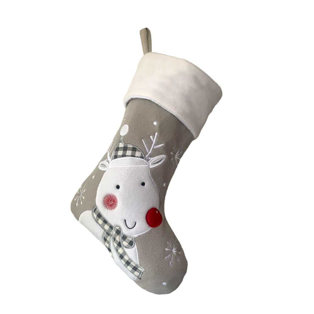 Chaussette Noël Grise Renne