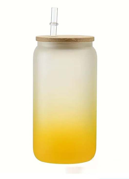 Verre canette givré jaune 16 oz