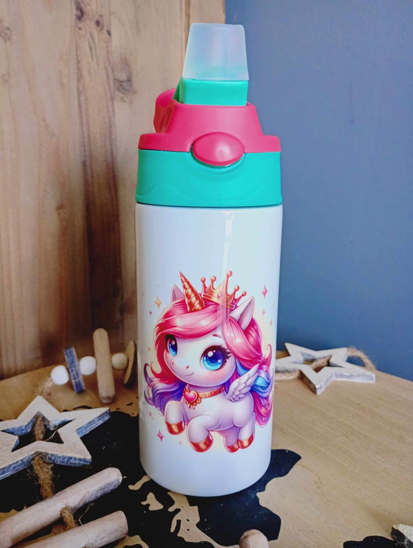 Gourde isotherme 350ml rose/vert