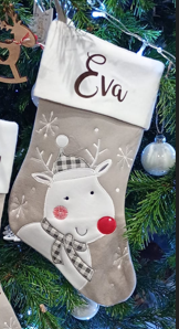 Chaussette Noël Grise Renne