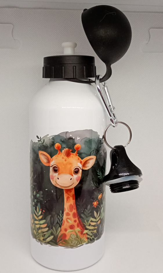 Gourde aluminium 600ml + 2 bouchons (à vis et double ouverture en dôme)