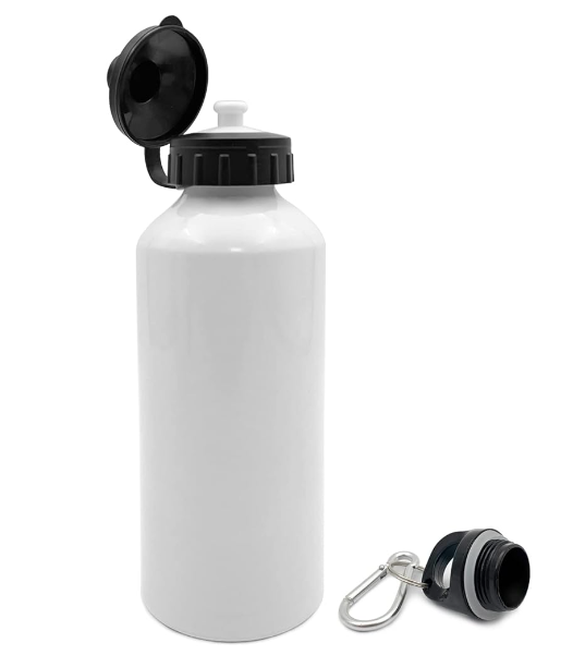 Gourde aluminium 600ml + 2 bouchons (à vis et double ouverture en dôme)