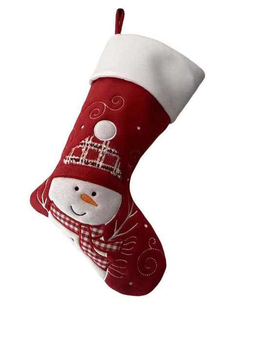 Chaussette Noël Rouge Bonhomme de neige