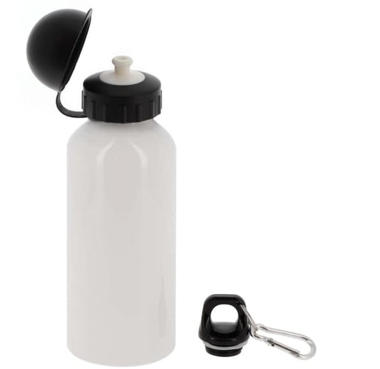 Gourde aluminium 400ml + 2 bouchons (à vis et double ouverture en dôme)